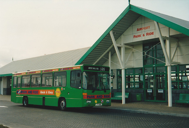 Ambassador Travel 504 (L71 UNG) at the Airport Park and Ride terminal, Norwich – 18 Mar 1995 (255-02)