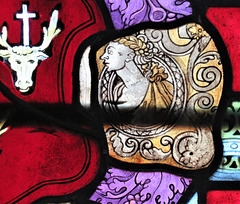 elham church, kent,  glass, heraldry, c16,    (50)