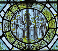 elham church, kent,  glass, marriage roundel, flemish, c16 (4)