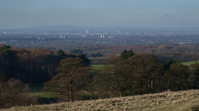 A hazy view of Central Manchester