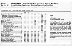 Ribble Morecambe-Burnley-Manchester service X14 timetable – 1 December 1973