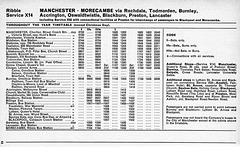 Ribble Manchester-Burnley-Morecambe service X14 timetable – 1 December 1973