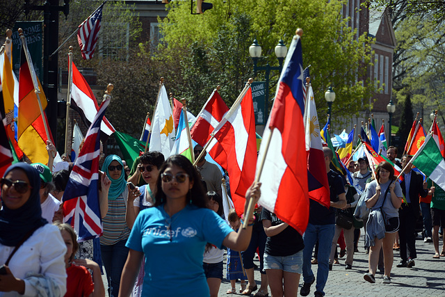 The fair began with a parade of flags