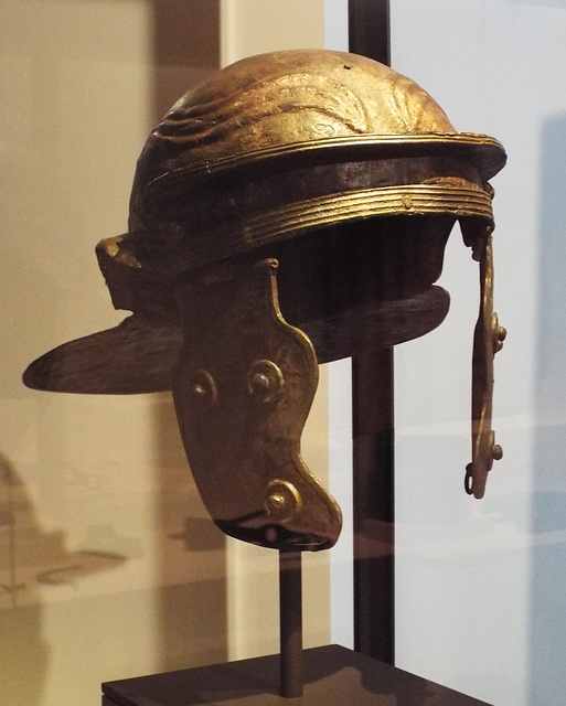 Roman Iron Helmet in the Archaeological Museum of Madrid, October 2022