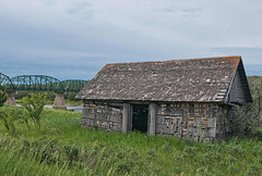 shed and bridge, North Saskatchewan River