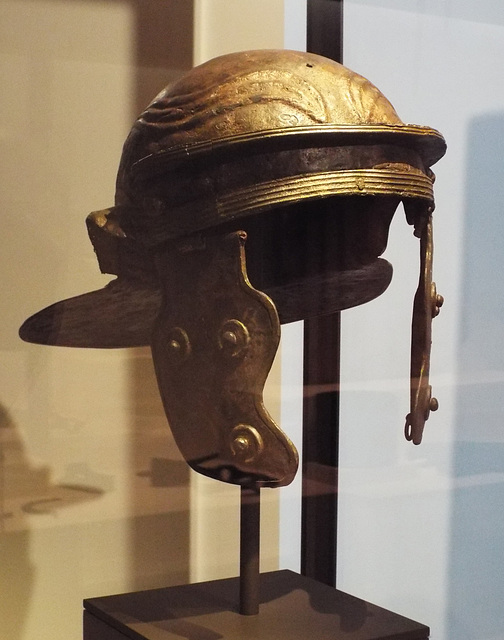 Roman Iron Helmet in the Archaeological Museum of Madrid, October 2022