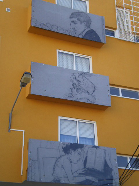 Panels attached to backside balconies.