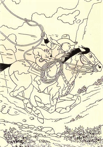 Tintin en Amerique. Colouring book illustration 1944.