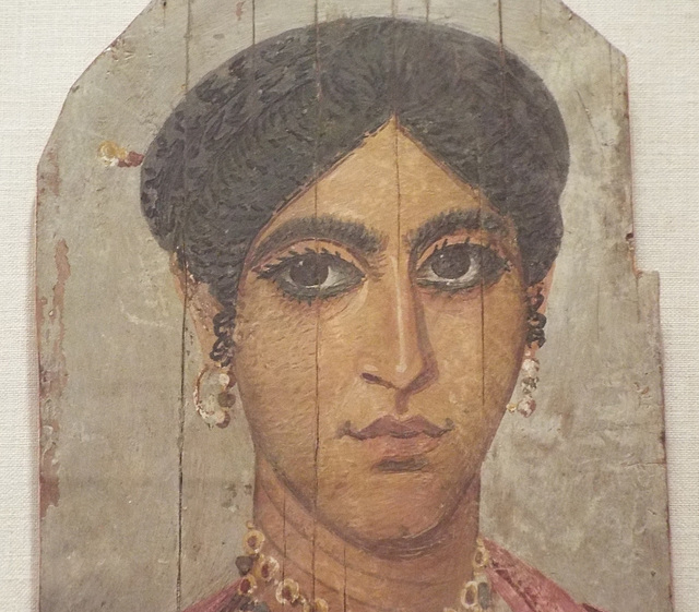 Detail of the Faiyum Portrait of a Woman in the Virginia Museum of Fine Arts, June 2018