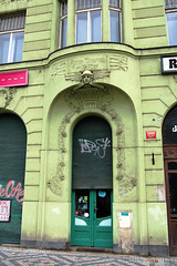 Door to Apartments built in 1903, on Senovazne Namesti, Prague