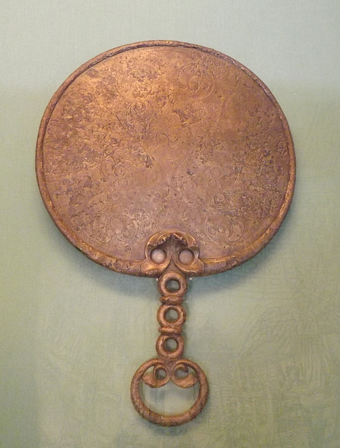 Celtic Decorated Bronze Mirror in the British Museum, May 2014