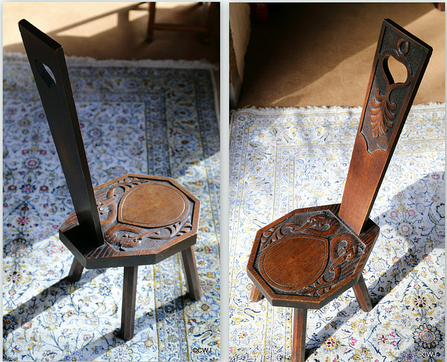 Victorian carved oak nursing stool