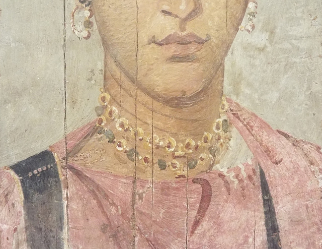 Detail of the Faiyum Portrait of a Woman in the Virginia Museum of Fine Arts, June 2018