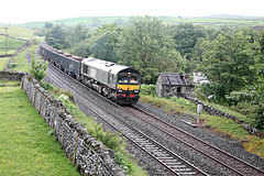 GBRf 66689 EVENING STAR at Helwith Bridge with 6M31 08.30 Doncaster Down Decoy - Arcow Quarry empty Stone Hoppers 3rd June 2026. GBRf 66689 EVENING STAR at Helwith Bridge with 6M31 08.30 Doncaster Down Decoy - Arcow Quarry empty Stone Hoppers 3rd June 2026.
