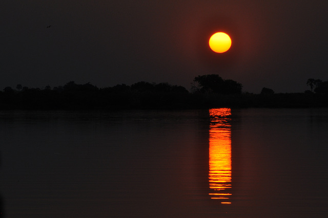 Sunsubiro. Lasta vespero en Okavango-Delto