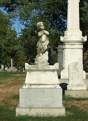 Grave with a Praying Cherub in Greenwood Cemetery, September 2010