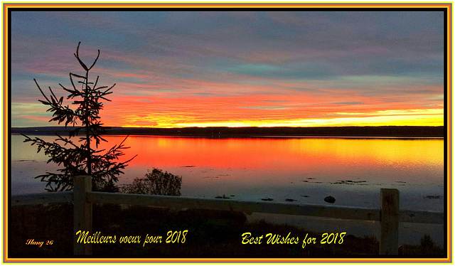 couché de soleil, Best wishes 2018,Mejores votos 2018, Bessere Wünsche 2018, I migliori desideri il 2018