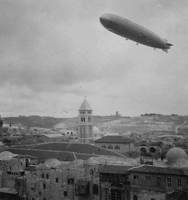 Zeppelin over Palestine (BW)