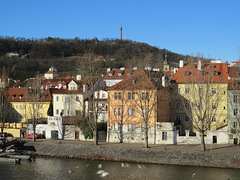 La colline de Petrin vue depuis le pont Charles.