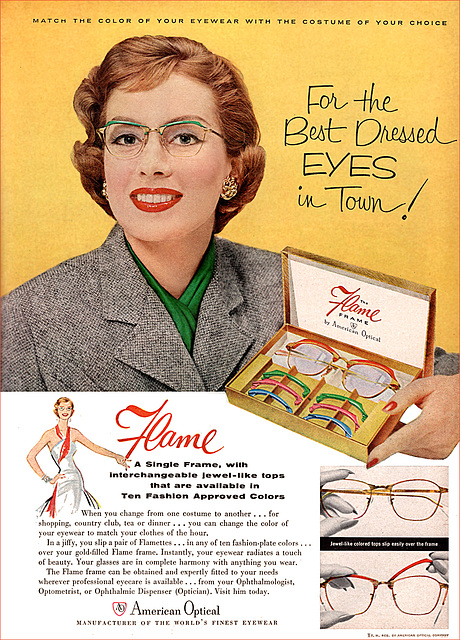 American Optical/Flame Eyeglass Ad, 1955