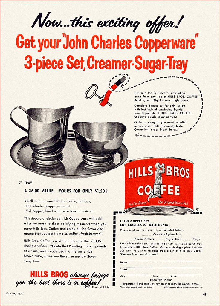 Hills Brothers Coffee Ad, 1955