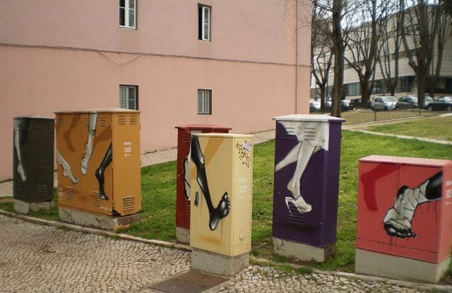 Electricity boxes.