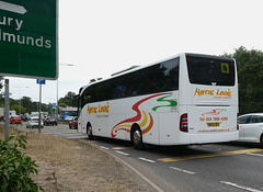 Marcus Lewis Coaches BF60 OFG approaching Fiveways, Barton Mills - 30 Jul 2022 (P1120833)