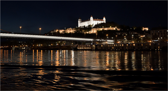 Bratislava castle at night.