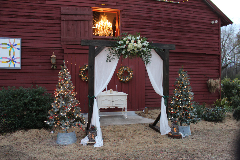 Wedding Vows exchanged here... (outside one end of the barn venue).... late in the afternoon, Dec 7..