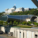 The new venue at Rhike Park, and the Presidential Palace above.