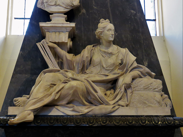 derby cathedral (29)c18 tomb of caroline, countess of bessborough +1760 by rysbrack, with effigy reclining with a book on a sarcophagus