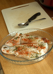 Fish dish in preparation