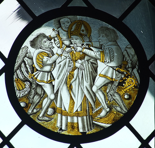 The Martyrdom of St. Leger Stained Glass Roundel in the Cloisters, June 2011