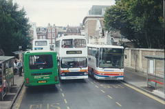 Stagecoach Cambus vehicles in Emmanuel Street, Cambridge – 17 Aug 2000 (443-14A)