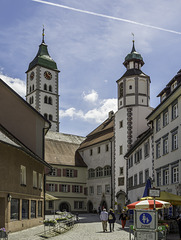 Wangen im Allgäu, in der Spitalstraße mit Blick zum Postplatz