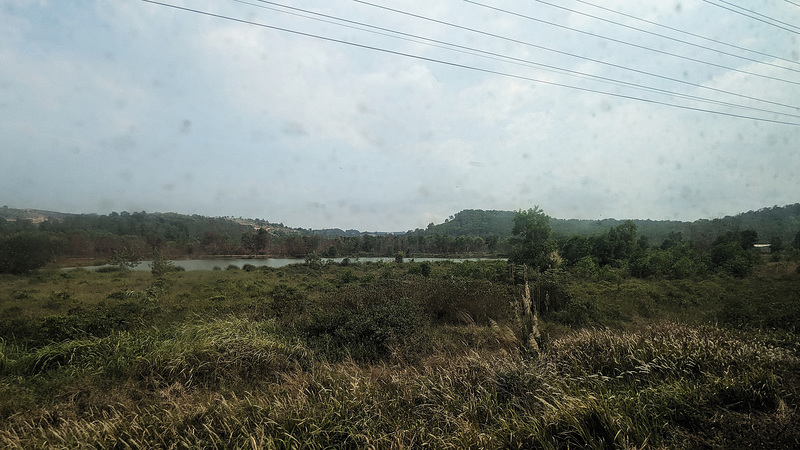 Campagne cambodgienne avec fils / Cambodian countryside with wires