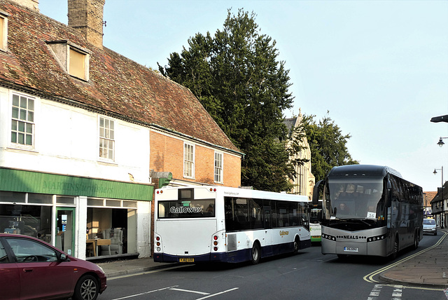 Neal's Travel OIG 6912 (BJ13 TXM), Galloway 204 (YJ60 GDO) and Stephensons 434 (EU10 NVT) in Mildenhall - 11 Sep 2020 (P1070610)