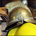 brass fire helmet