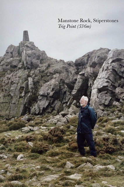 Trig Point at Manstone Rock (536m) at the Stiperstones (Scan from 2001)