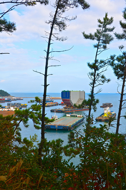 Ship sections arriving at DSME