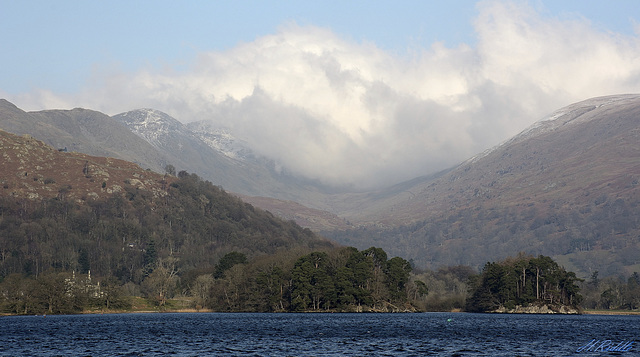 Lake Windermere and Wansfell pike from Wray Castle