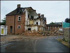 half-demolished hospital