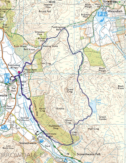 A 5.5m circular walk in February 1994 from Rosthwaite