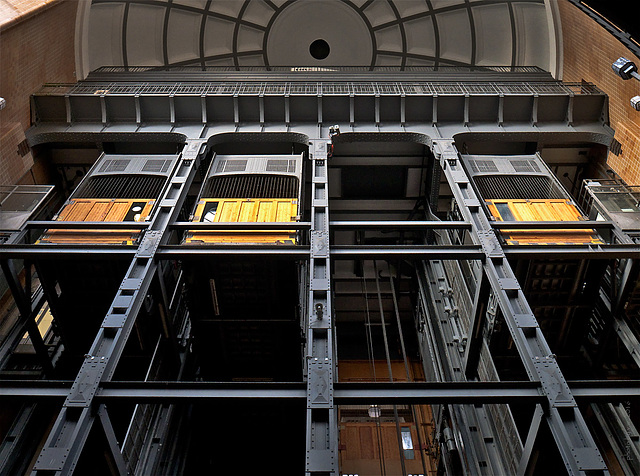 elevators for cars at the old "Elbtunnel", Hamburg