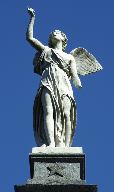 Angel with Upraised Arm in Greenwood Cemetery, September 2010