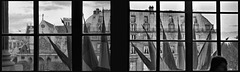 Inside the Louvre, looking out