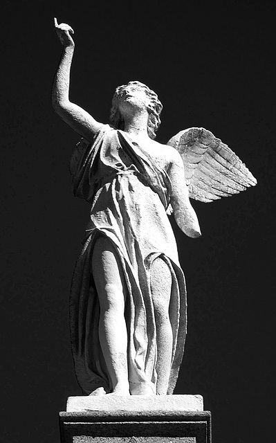 Angel with Upraised Arm in Greenwood Cemetery, September 2010