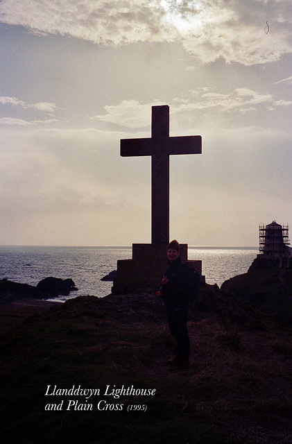 Plain Cross and Lighthouse, Llanddwyn Island (Scan from 1995)