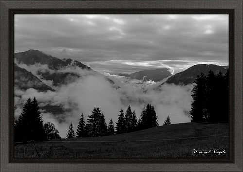 Nebel über dem Domleschg Kt Graubünden