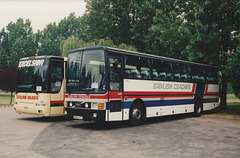 Excelsior Holidays 508 (A9 EXC) and Dawlish Coaches F512 LTT at the Smoke House, Beck Row – July 1995 (276-16A)